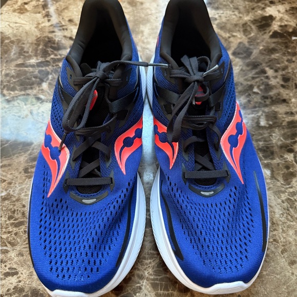 Saucony Ride 15 Mens Running Sneaker Blue Oange Lace Up Shoes Size 12